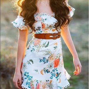 Floral Off the Shoulder Mini Dress by Saints + Secrets, size Small